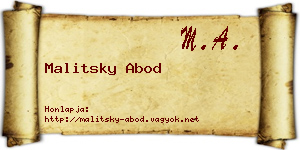 Malitsky Abod névjegykártya